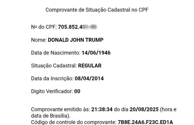 Surpresa internacional: Donald Trump tem CPF no Brasil e internautas vão à loucura